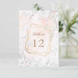 Subtile Blush Floral Wedding Tischnummer