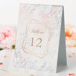 Subtile Blush Floral Wedding Tischnummer Tischaufsteller