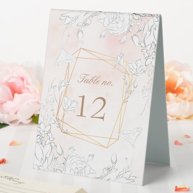 Subtile Blush Floral Wedding Tischnummer Tischaufsteller (In Situ (Hochzeit))