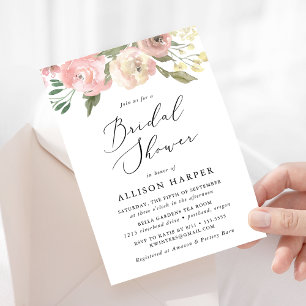 Subtile Blüten Florale Brautparty Einladung