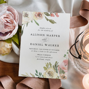 Subtile Blüten Hochzeit Einladung