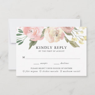 Subtile Blüten   Menüwahl Hochzeits-RSVP-Karte RSVP Karte
