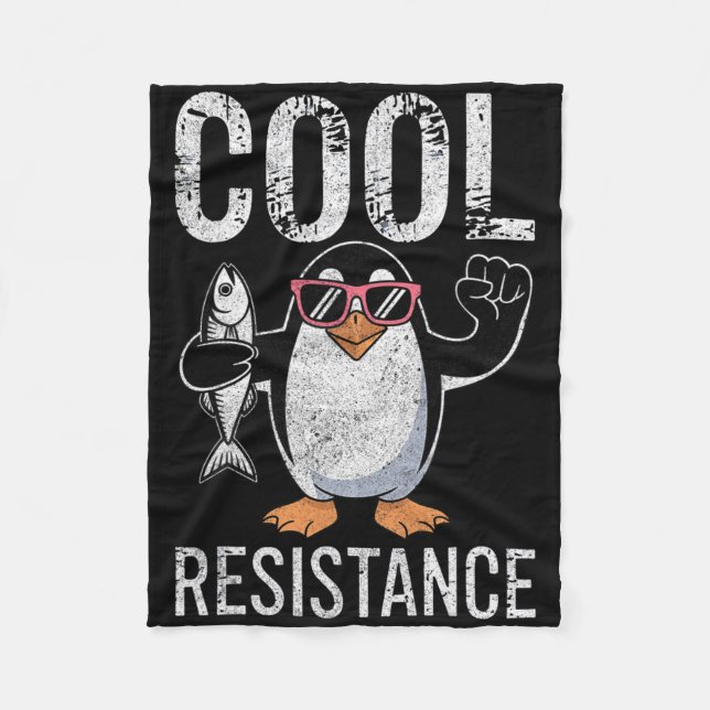 Subtile Coole Widerstandskraft - Pinguin - Protest Fleecedecke (Vorderseite)