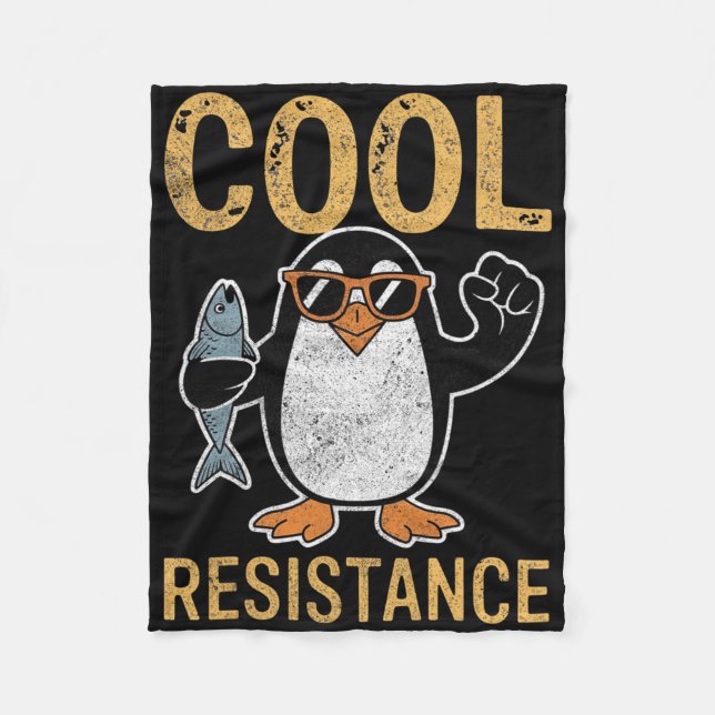 Subtile Coole Widerstandskraft - Pinguin - Protest Fleecedecke (Vorderseite)