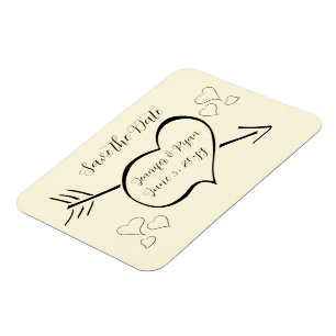 Subtile Cream Calligraphy Hearts Save the Date Magnet