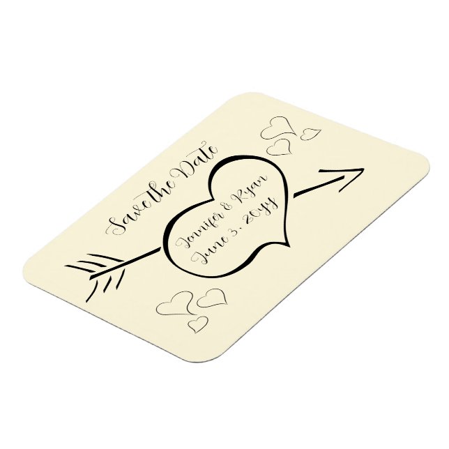 Subtile Cream Calligraphy Hearts Save the Date Magnet (Linke Seite)