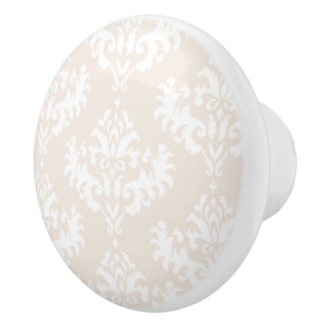 Subtile Creme Damask Muster Keramikknauf (Rechts)