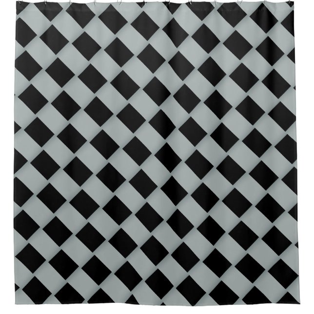 Subtile diagonale graue Streifen geometrisch Duschvorhang (Vorderseite)