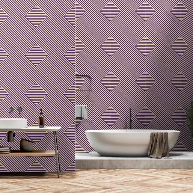 Subtile dimensionale Diamantstreifen Tapete (Badezimmer)