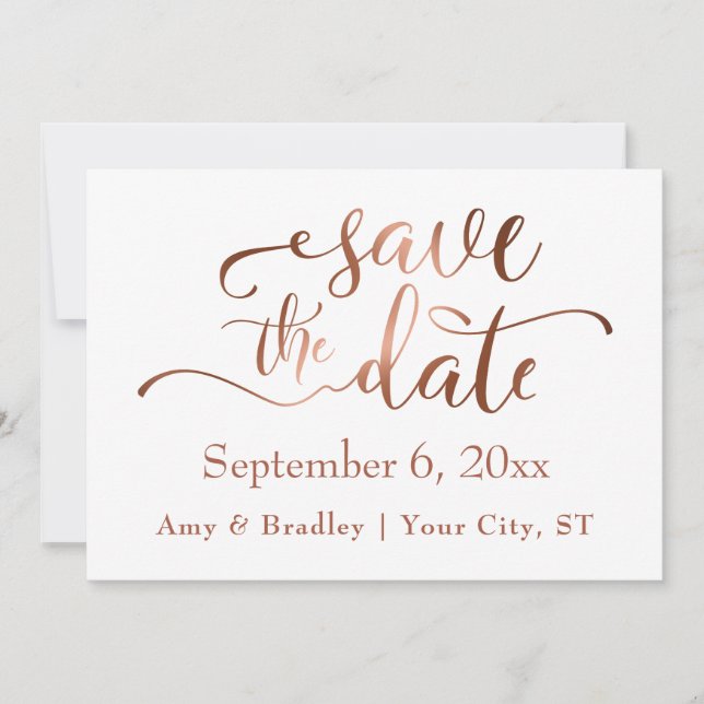 Subtile Elegante Copper Script Wedding Save the Da Save The Date (Vorderseite)