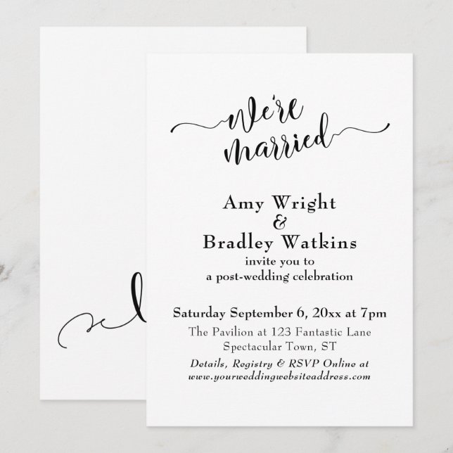 Subtile Elegante Typografie Post Wedding Celebrati Einladung (Vorne/Hinten)