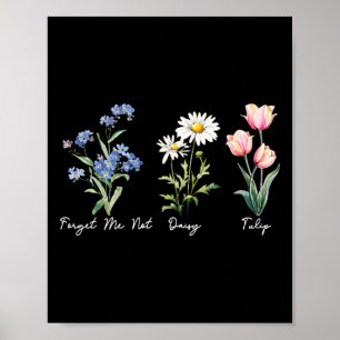 Subtile Florale 8647 Trump-Blumen Vergissmeinnicht Poster