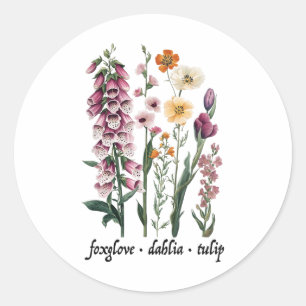 Subtile florale Anti-Trump-Vintage-Foxglove-Dahlia Runder Aufkleber