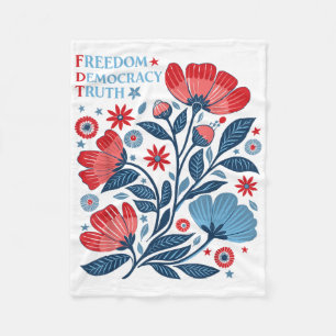 Subtile Freiheit Demokratie Wahrheit Boho Floral 4 Fleecedecke