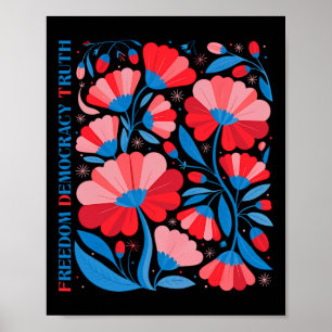 Subtile Freiheit Demokratie Wahrheit Boho Floral 4 Poster