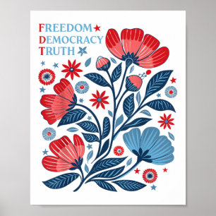Subtile Freiheit Demokratie Wahrheit Boho Floral 4 Poster