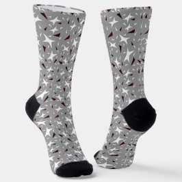 Subtile Geo-Sterne & Dreiecke – Grau Socken