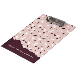 Subtile Geometrie: Sterne & Dreiecke – Rosa Notizb Klemmbrett