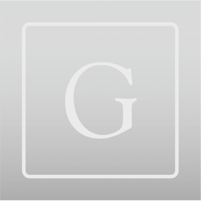 Subtile hellgraue Gradient Surname Monogram Aufkleber (Vorderseite)