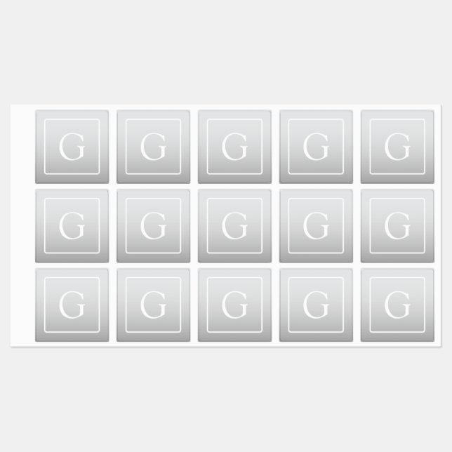Subtile hellgraue Gradient Surname Monogram Etiketten (Blatt)
