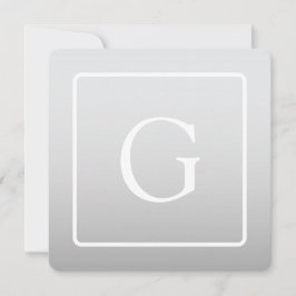Subtile hellgraue Gradient Surname Monogram Mitteilungskarte