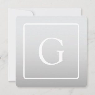 Subtile hellgraue Gradient Surname Monogram Mitteilungskarte