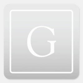 Subtile hellgraue Gradient Surname Monogram Quadratischer Aufkleber