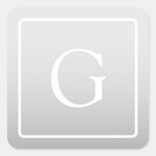Subtile hellgraue Gradient Surname Monogram Quadratischer Aufkleber
