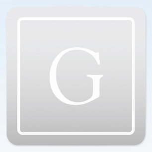 Subtile hellgraue Gradient Surname Monogram Quadratischer Aufkleber