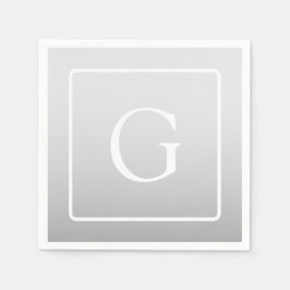Subtile hellgraue Gradient Surname Monogram Serviette