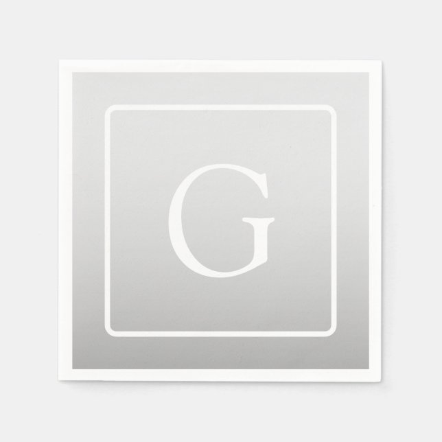 Subtile hellgraue Gradient Surname Monogram Serviette (Vorderseite)