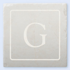 Subtile hellgraue Gradient Surname Monogram Steinuntersetzer