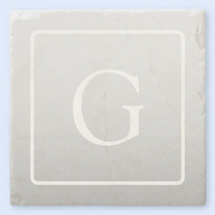 Subtile hellgraue Gradient Surname Monogram Steinuntersetzer