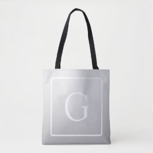Subtile hellgraue Gradient Surname Monogram Tasche