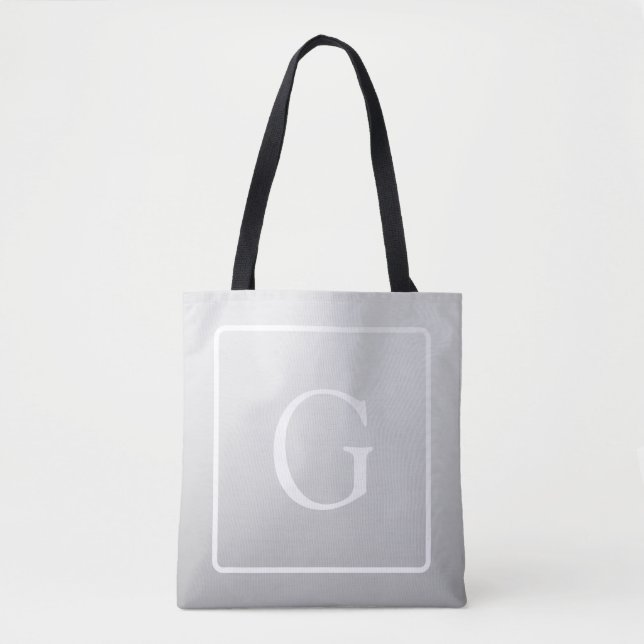 Subtile hellgraue Gradient Surname Monogram Tasche (Vorderseite)