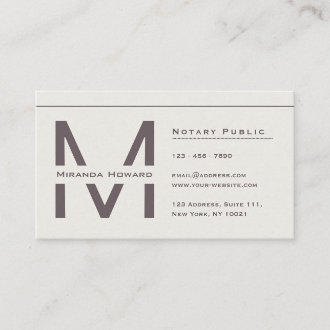 Subtile Ivory Minimalistisch Monogram Business Car Visitenkarte (Vorderseite)