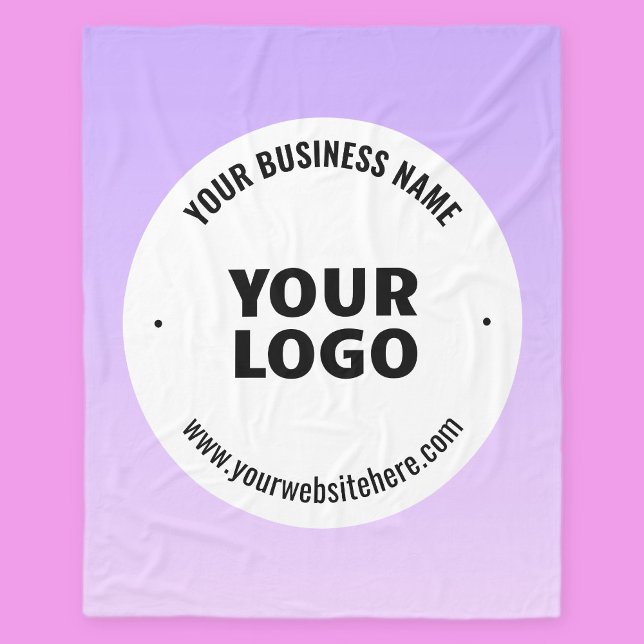 Subtile Light Lila Ombre & Your Business Logo Fleecedecke (Von Creator hochgeladen)