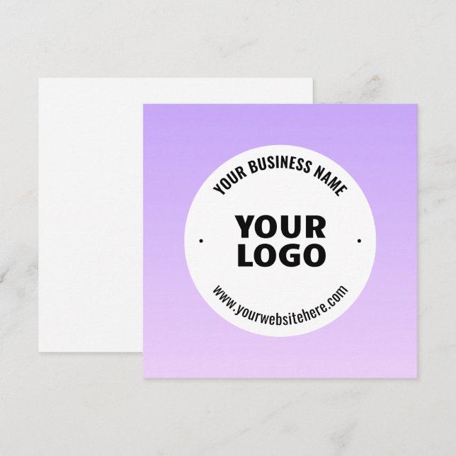 Subtile Light Lila Ombre & Your Business Logo Mitteilungskarte (Vorne/Hinten)