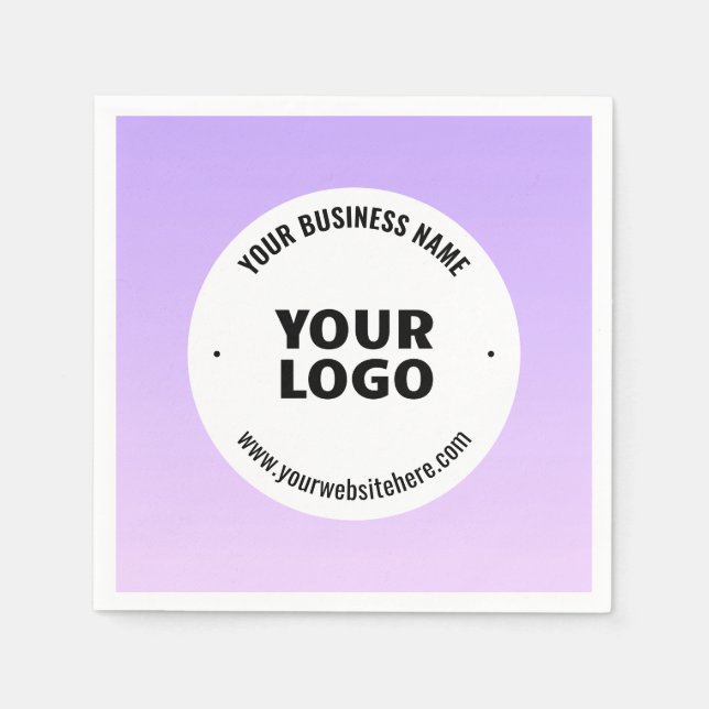 Subtile Light Lila Ombre & Your Business Logo Serviette (Vorderseite)