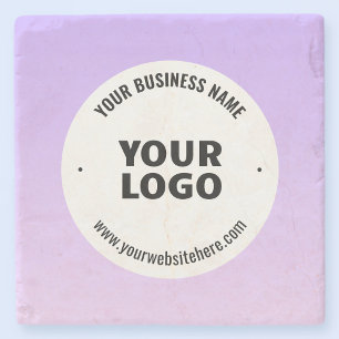 Subtile Light Lila Ombre & Your Business Logo Steinuntersetzer