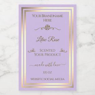 Subtile Lilac Product Label Gold Frame Vintage Ros Lebensmitteletikett