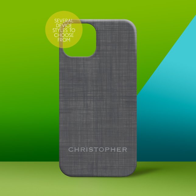Subtile Linen Muster - Grau mit Namen title_seo2 (Personalized Phone Case - subtle name)
