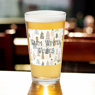 Subtile Monogramm, rustikale Winterbaumen Pint Bee Glas