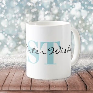 Subtile Monogramm und warme Winterwünsche Kaffeetasse