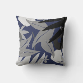 Subtile Navy Blue Abstrakt Floral Kissen