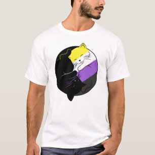 Subtile nicht binäre Yin Yang Cats Pride Month LGB T-Shirt