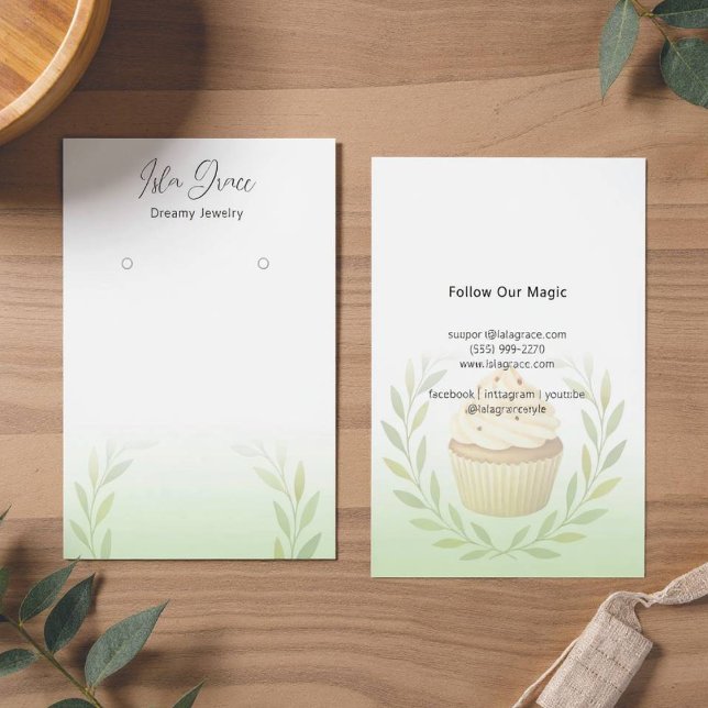 Subtile Pastell Foliage Cupcake Design Card (Cupcake Foliage Design)