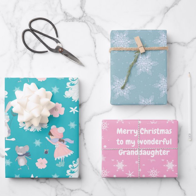 Subtile 🎄 Pastell Weihnachtsmuster, Sondertext  Geschenkpapier Set (Vorderseite)