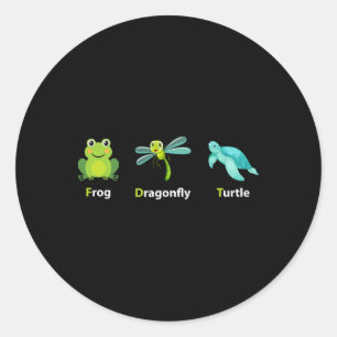 Subtile Political Humor Frog Dragonfly Turtle Shir Runder Aufkleber