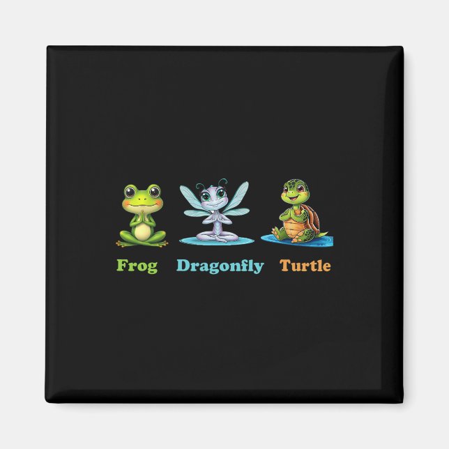 Subtile Political Humor Frog Dragonfly Yoga Magnet (Vorne)